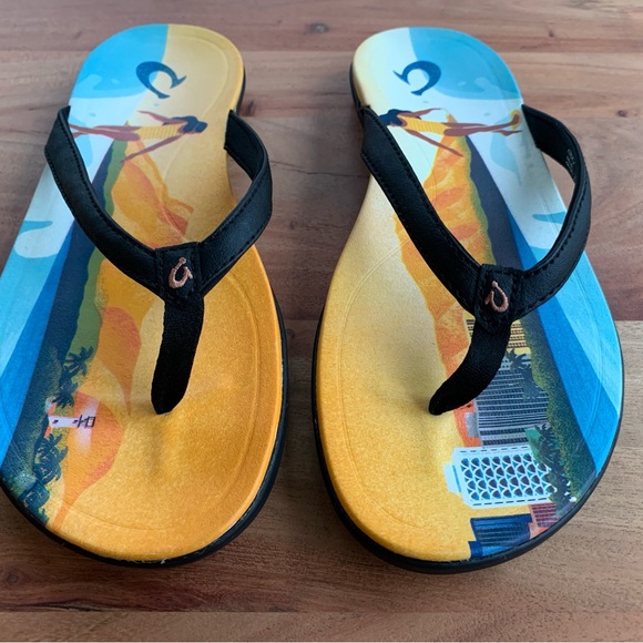 OluKai Ho’opio Pae Flip Flops Sandals - Picture 2 of 11